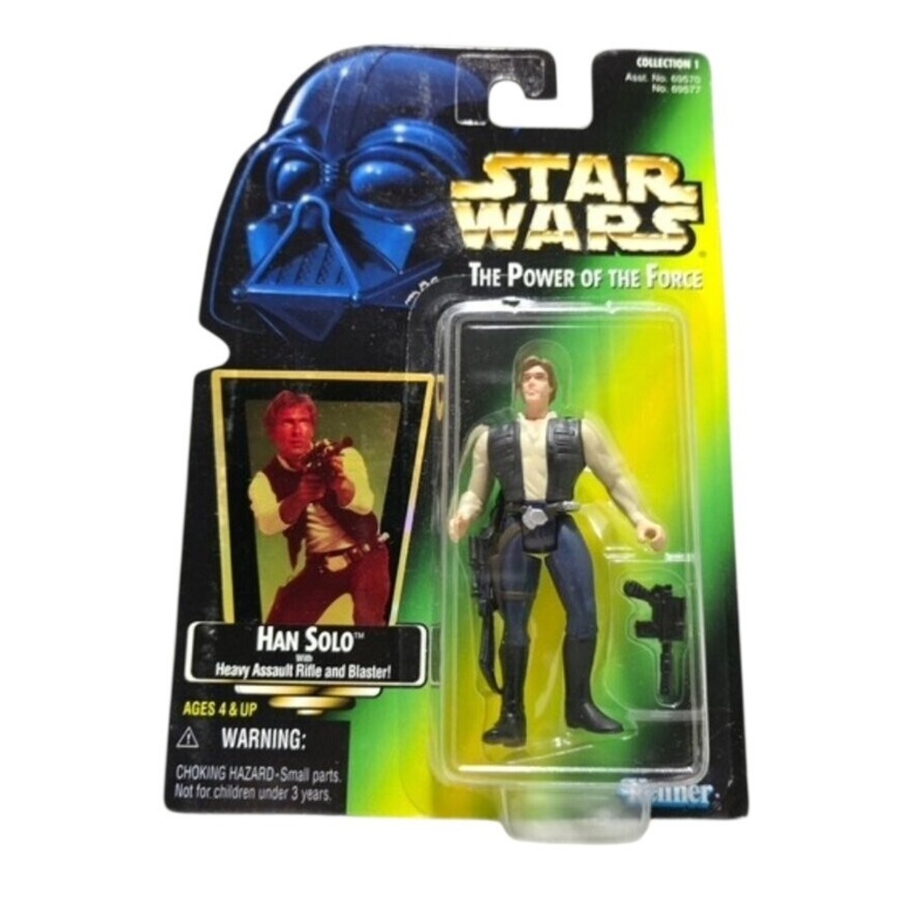 Star Wars POTF Han Solo Heavy Rifle Blaster 1995 Kenner Green Card MOC New‎